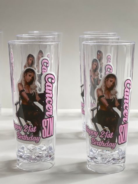 Birthday Shot Glasses Personalized, Custom Shot Glasses Birthday, Custom Shot Glass, Birthday Favors For Adults, Gemini Szn, Birthday Shot Glasses, Adult Birthday Party Favors, Personalized Shot Glasses, Pink Party Theme