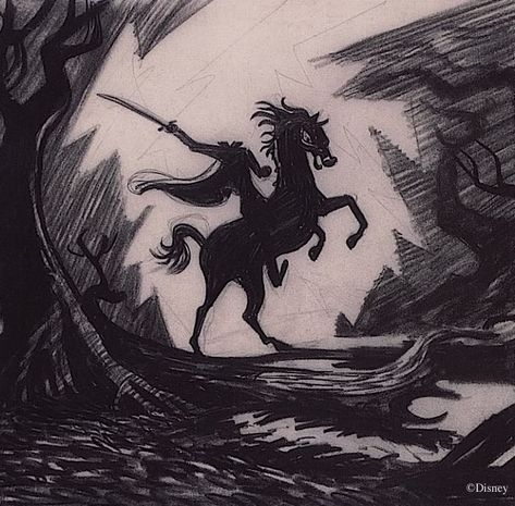 Long-Forgotten: The Decapitated Knight Headless Man Drawing, Sleepy Hollow Fanart, The Legend Of Sleepy Hollow Disney, Headless Horseman Aesthetic, Headless Horseman Drawing, Headless Horseman Tattoo, Sleepy Hollow Aesthetic, Sleepy Hollow Art, Sleepy Hollow Pumpkin