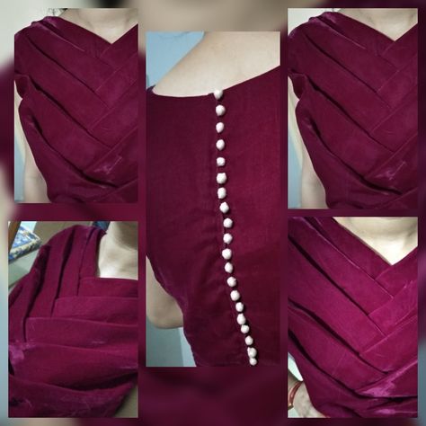 ORIGAMI Style.... blouse designs....by wellfit Tailor. Style Blouse Designs, Bridal Blouse, Bridal Blouse Designs, Blouse Design Models, Designer Blouses, Lehenga Designs, Style Blouse, Blouse Design