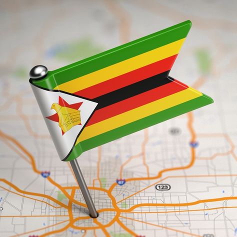 Small flag republic of zimbabwe on a map... | Premium Photo #Freepik #photo #travel #map #flag #location Wooden Hut, Smartphone Technology, France Flag, Small Flags, Map Background, Victoria Falls, Travel Map, Technology Background, Poor People