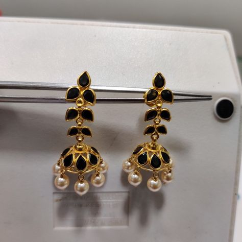 Gold Black Beads Earrings, Black Stones Earrings Gold, 6grams Gold Earrings, Nallapusalu Earrings Gold, Black Beads Earrings Gold Studs, Black Beads Earrings Gold, Nallapusalu Earrings, Black Beads Earrings Indian Gold, Black Bead Earrings Gold