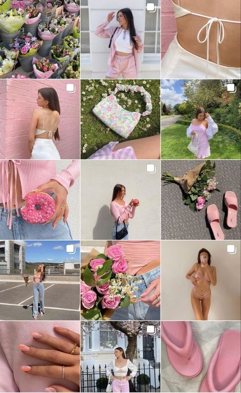 Pink Theme Instagram Feed, Insta Posts For Business, Pink Insta Aesthetic, Pink Instagram Feed Ideas, Pastel Ig Feed, Bright Instagram Aesthetic, Hot Pink Instagram Feed, Aesthetic Fillers For Instagram, Instagram Aesthetic Colorful