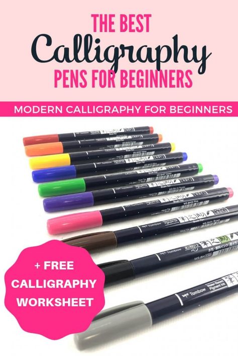 The best calligraphy pens for beginners by Vial Designs Learn Calligraphy Free Printables, Calligraphy Pens For Beginners, Caligraphy Pen, Tombow Lettering, Best Brush Pens, Calligraphy Tips, Best Calligraphy Pens, Best Calligraphy, Learn Modern Calligraphy