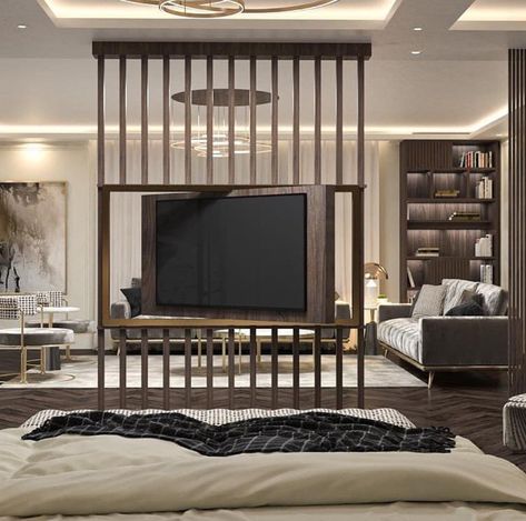 Television Partition, Tv Wall Partition Design Modern, Tv Partition Design Living Rooms, Tv On Partition, Tv Wall Partition Design, Partition With Tv Unit Interior Design, Living Room Partition Design Wall Dividers, Tv Wall Partition, Tv Partition Wall Interior Design