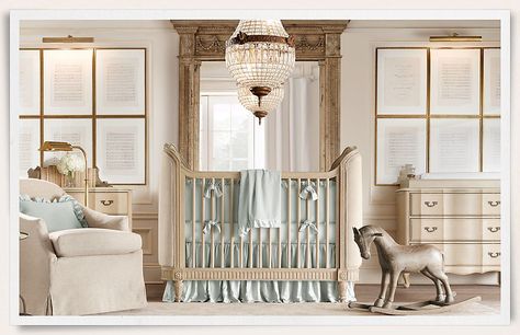 Restoration Hardware Royal Nursery, Blue Nursery Boy, Baby Nursery Design, Restoration Hardware Style, Restoration Hardware Baby, Nursery Room Design, Baby Room Design, Beautiful Nursery, Baby's Room