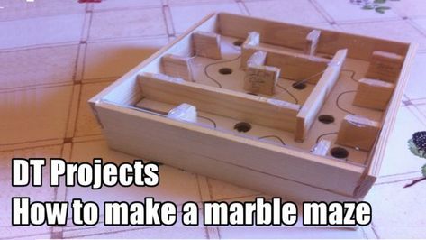 Full video and printable instructions for how to make a wooden marble maze /labyrinth! Dt Project Ideas, Marble Labyrinth, Wood Puzzles Diy, Wood Toys Diy, Maze Labyrinth, Camp Projects, Labyrinth Game, Dt Projects, Marble Maze