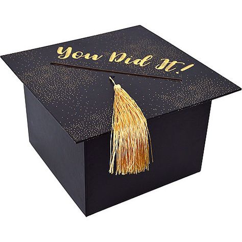 Gift Box Ideas Graduation, Graduation Gift Card Box Ideas, Graduation Cap Card Box Diy, Graduation Party Card Box Ideas Diy, Graduation Box Gift Ideas, Graduation Envelope Box Ideas, Grad Box Ideas, Graduation Keepsake Box Ideas, Card Boxes For Graduation