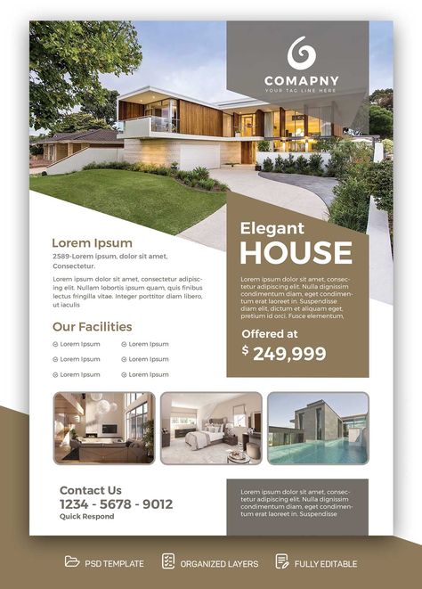 Inmobiliaria Ideas, Property Brochures, Brochure Design Layout, Real Estate Advertising, Real Estate Marketing Design, Flyers Design, Free Psd Flyer, Flyer Design Layout, Desain Editorial