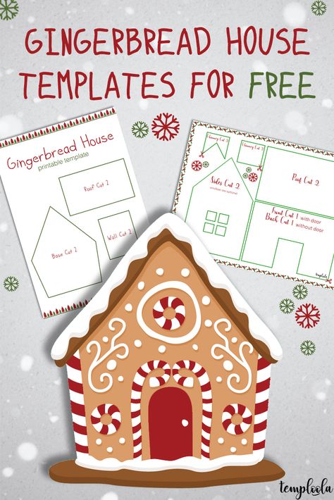 Get your gingerbread house template right here! Easy to download in PDF and print at home! You'll love them! #christmas #christmastime #gingerbread #gingerbreadhouse #gingerbreadhousetemplate #template #freetemplate #diy #diychristmas #lovetodiy Gingerbread Christmas House Ideas, Gingerbread House Templates Free Printable, Gingerbread House Cutouts Pattern, Template Gingerbread House, Ginger Bread Man Pattern, Gingerbread School House, Gingerbread House Patterns Printable, Gingerbread Blueprints, Small Gingerbread House Template