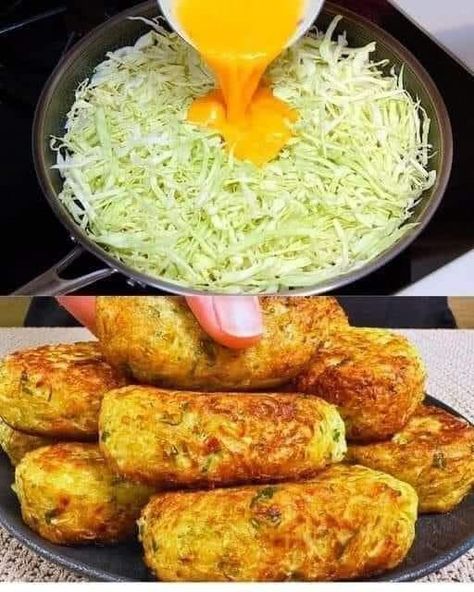 Ina Garten Recipes 🍰🍟🍕🍿 | I cook cabbage with eggs like this every day for breakfast, it tastes delicious | Facebook Cabbage With Eggs, Savory Cabbage, Mic Dejun Rapid, Cook Cabbage, Low Calorie Vegetables, Cooked Cabbage, Fritter Recipes, Cabbage Recipes, Fresh Salads