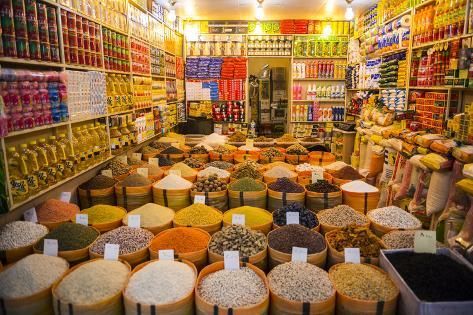 size: 24x16in Photographic Print: Spices in the Bazaar of Sulaymaniyah, Iraq, Kurdistan by Michael Runkel : Deli Shop, Vegetable Shop, Grocery Store Design, Camping Must Haves, Supermarket Design, Spice Shop, Kitchen Time, Teacher Signs, Retail Store Design