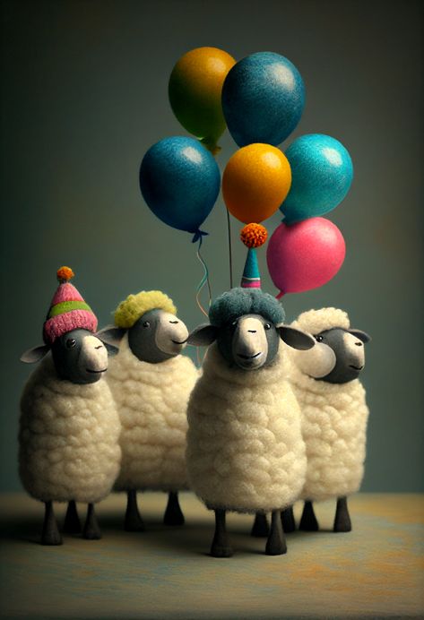 Sheep Birthday Party, Felted Sheep, Hairstyles For Prom, Happy Birthday Art, Happy Birthday Meme, Bday Cards, Sheep And Lamb, Birthday Wishes Quotes, Happy Birthday Messages