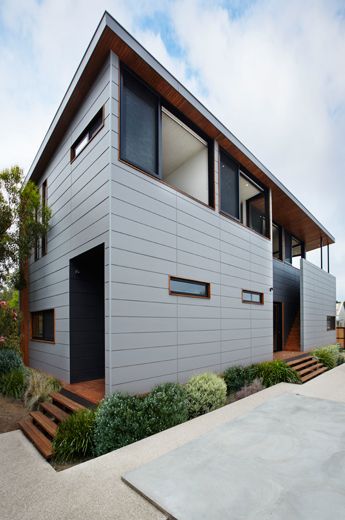 Modscape project/Modular homes External Cladding, House Cladding, Cladding Systems, James Hardie, House Extension, Beautiful Home Designs, Timber Cladding, Modern Beach House, Exterior Cladding