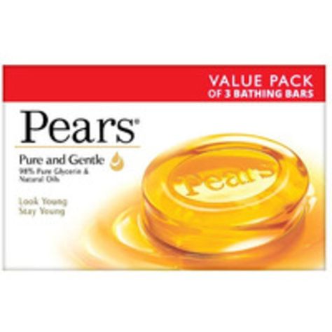 Pears Pure & Gentle is the original 225 years old glycerin bar that gives the gentle care of natural oils & 98% pure glycerin to your skin. It is the worlds first transparent soap and advertised brand. Its undisputed credentials on mildness & purity, driven by its unique shape and transparency lend the brand an equity that lasts till this date. Pears is amongst the iconic brands in India. The Pears bar with its 98% pure glycerin preserves the beauty of your skin keeping it young. Pears treats yo Pears Soap, Dove Cream, Soap Packing, Cleansing Routine, Best Soap, Bar Items, Smoother Skin, Body Soap, Beauty Soap