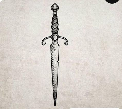 Sward On Finger Tattoo, Scottish Dirk Tattoo, Sgian Dubh Tattoo, Small Medieval Tattoo, Medieval Swords Illustration, Dagger Tattoo Men, Goblincore Art, Dagger Drawing, Vertical Tattoo