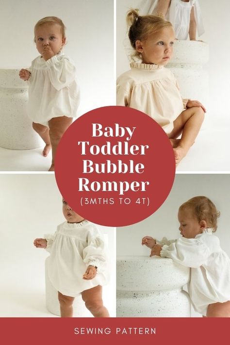 Baby Toddler Bubble Romper sewing pattern (3mths to 4T) - Sew Modern Kids Smocked Sewing Pattern, Diy Bubble Romper, Free Bubble Romper Sewing Pattern, Bubble Romper Baby Girl, Free Baby Sewing Patterns Pdf, Bubble Romper Pattern Free, Baby Girl Sewing Patterns, Free Baby Clothes Patterns Sewing, Diy Baby Girl Clothes