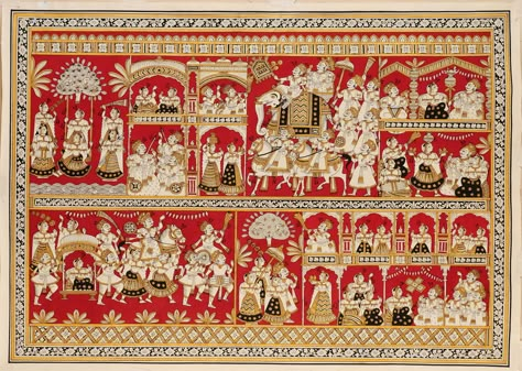 Phad Painting Rajasthan, Bengali Paintings, History India, Phad Painting, Rajasthani Art, Folk Painting, Kerala Saree, Pichwai Paintings, Religious Paintings