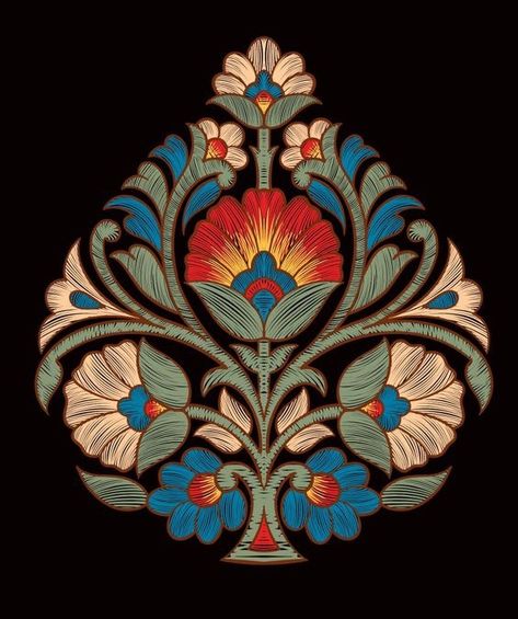 Fleurs Art Nouveau, Motifs Art Nouveau, American Traditional Tattoo Ideas, Traditional Tattoo Ideas, Mughal Art Paintings, Persian Art Painting, Motif Art Deco, Folk Art Flowers, Textile Prints Design