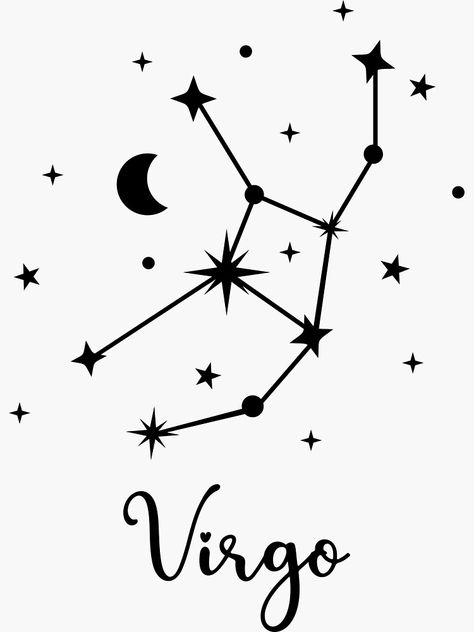 Virgo Easy Drawings, Virgo Star Constellation Tattoo Hand, Virgo Stars, Virgo Drawing, Sticker Cutouts, Virgo Constellation Art, Zodiac Constellation Tattoo, Horoscope Aesthetic, Virgo Star Constellation