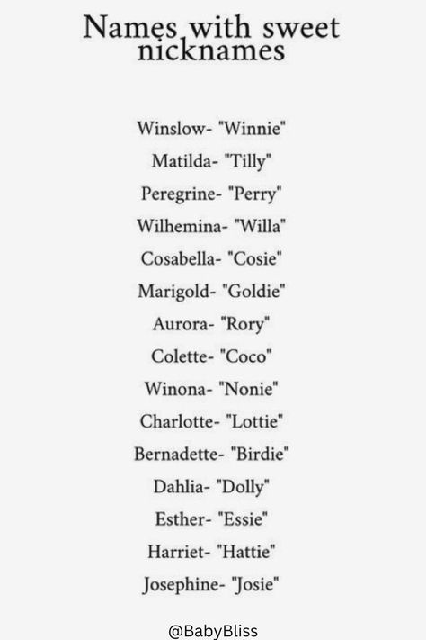 baby names, names, nicknames, girl names, boy names, and sweet baby names. Baby Names With Nicknames, Princess Names, Writing Inspiration Characters, Western Baby Names, Names With Nicknames, Writing Outline, Full Names, Fantasy Character Names, Uncommon Baby Names