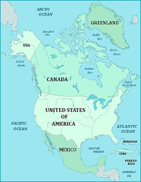 Map of North America Africa Destinations, North America Map With Countries, North America Geography, India World Map, Map Of North America, Around The World Theme, North America Travel Destinations, North America Map, Geography Map