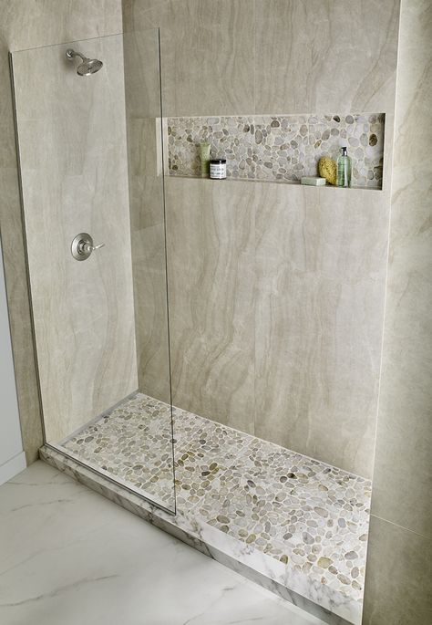 Dorado Pebble Tumbled 10mm Kuta, تصميم للمنزل العصري, Bathroom Redesign, Bathroom Design Decor, Bathroom Remodel Designs, Bathroom Remodel Shower, Bathroom Inspiration Decor, Shower Remodel, Bathroom Design Small