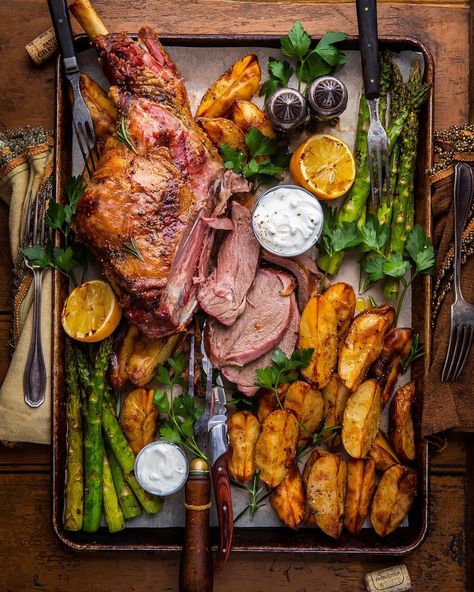 Dennis The Prescott on Instagram: “Sunday Suppers = Rosemary Garlic Easter Lamb, Roasted Spuds, Asparagus. All @traegergrills Everything. So damn good. Happy Easter, friends.…” Lamb With Potatoes, The Spruce Eats, Dennis Prescott, Potatoes And Asparagus, Easter Lamb, Sunday Suppers, Sunday Roast, Food Platters, Whole 30 Recipes