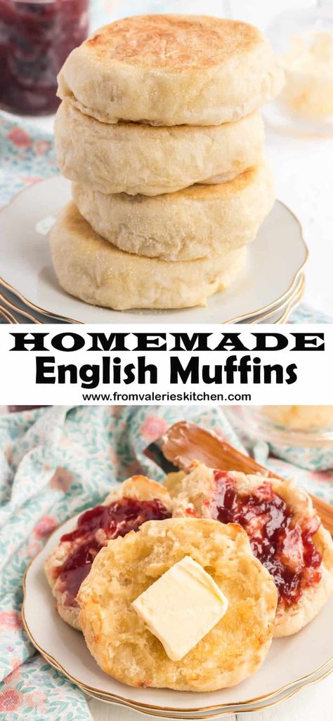 Low Calorie English Muffin Recipe, Healthy English Muffin, Bowl Method, English Muffin Recipe, English Muffin Bread, English Muffin Recipes, Homemade English Muffins, Baked Breads, Pan Pita