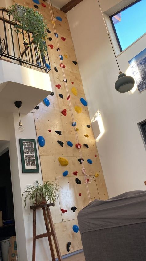 Room Climbing Wall, Boulder Wall, Wall In The Living Room, Home Climbing Wall, Indoor Climbing Wall, Bouldering Wall, Sunken Living Room, Rock Climbing Wall, Indoor Climbing