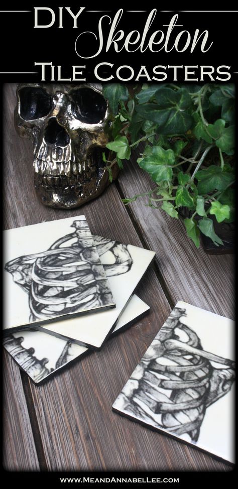 Gifts Ideas For Coworkers, Goth Decor Diy, Goth It Yourself, Diy Skeleton, Gothic Crafts, Diy Coasters Tile, Annabel Lee, Tile Edge, Porcelain Wall Tile