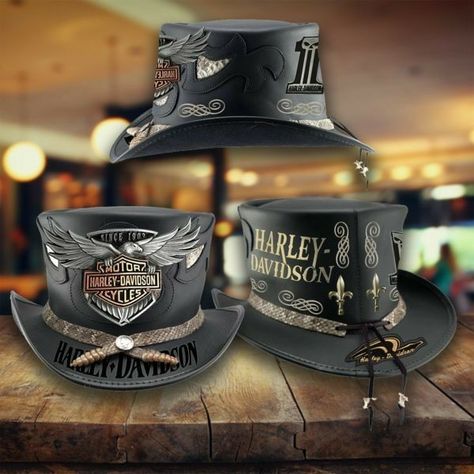 Biker Clothes, 883 Iron, Adam Rose, Harley Tattoos, Harley Davidson Merchandise, Harley Davidson Jewelry, Biker Gloves, Harley Davidson Hats, Leather Top Hat