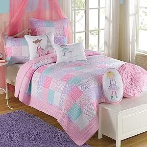 Cozy Line Home Fashions Angelina Floral Dot Pink Light Purple Blue 100% Cotton Reversible Girl Quilt Bedding Set, Bedspread, Coverlet (Queen - 3 Piece) Patchwork, Cotton Quilt Set, Girls Quilts, Twin Quilt, Bedding Stores, Reversible Quilt, Quilt Set, Queen Quilt