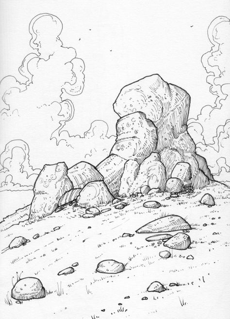 Drawing of a rock formation Studies Drawing, Inktober Inspiration, Texture Sketch, Drawing Rocks, Rock Textures, Texture Drawing, Draw Ideas, Pen Art Drawings, Creating Texture