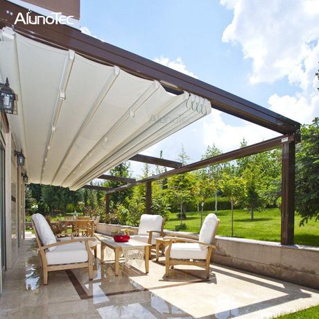 Modern Gazebo Design Adjustable Pergola Canopy Awning For Garden - Buy canopy awning, Modern Canopy Awning, garden awning Product on Aluminum Pergola-AlunoTec Modern Gazebo, Covered Patio Design, Outdoor Covered Patio, Garden Awning, Retractable Pergola, Pergola Ideas, Retractable Roof, Pergola Design, Aluminum Pergola