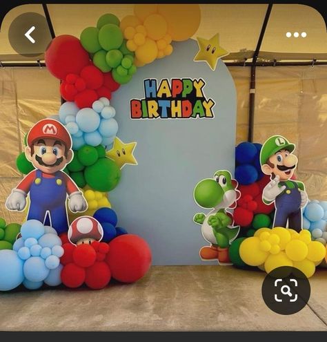 Mario Party Balloon Garland, Mario Birthday Balloon Ideas, Mario Balloon Decor, Super Mario Birthday Party Backdrop, Mario Theme Decor, Mario Kart Balloon Garland, Mario Bros Birthday Decoration, Mario Bros Birthday Party Decoration, Super Mario Balloon Decorations