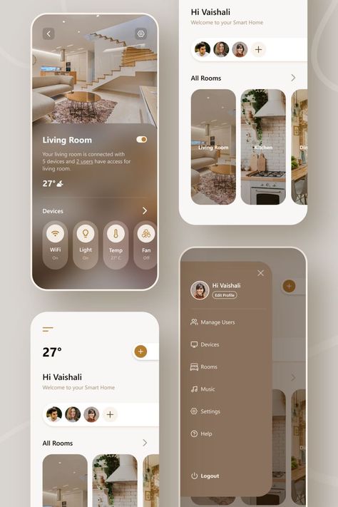 Smart Home App Design, Creative App Design, Ui Ux Design Trends, Application Ui Design, Design De Configuration, การออกแบบ Ui Ux, Ux Design Portfolio, Ux Design Trends, Ui Design Principles