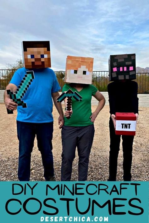 Diy Minecraft Costume, Minecraft Steve Costume, Minecraft Cosplay, Minecraft Halloween Costume, Steve Costume, Spooky Craft, Purim Costume, Boys Halloween Costumes Diy, Minecraft Halloween