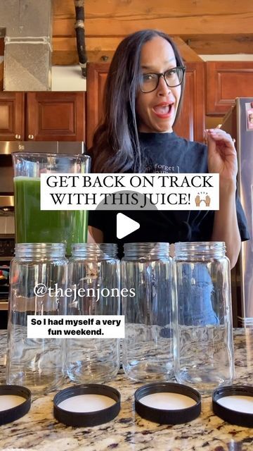 Jen Jones | Plant-Based Queen on Instagram: "Have you tried my “GET BACK” Juice???!! 👀 After a long weekend…this is my juice to get back on track! Make a large batch and enjoy on an empty stomach!  Juicer is the Nama J2 juicer! Use JENJONES10 at namawell.com link in bio!  Glass jars are linked on my Amazon Storefront! Link in bio  Glowing skin by @nevell_skin coffee oil! The only moisturizer I use! Link in bio or at nevellskin.com  Recipe: Organic 8 cucumbers  8 celery stalks  1 pear  Handful of parsley  1/2 lime  Ceylon Cinnamon  Extra hydration: Add coconut water . . . . . #greenjuice #hydrationjuice #antiagingjuice #dontforgetthecinnamon #igplantbased" Sleep Juice Recipes, Pear Juicing Recipes, Cranberry Juicing Recipes, Nama J2 Juicer Recipes, Batch Juicing Recipes, Nama J2 Juicer, Nama Juicer Recipes, Juicing Videos, Ninja Juicer