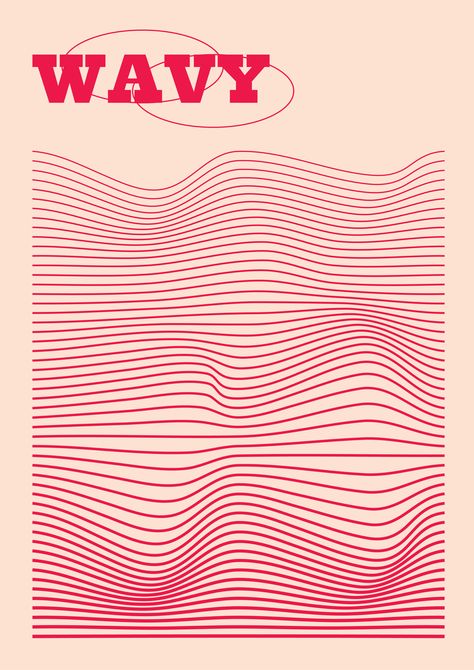 A simple poster design using wavy lines Wavy Lettering, Simple Poster Design, Wavy Font, Typo Poster, Wavy Design, Simple Poster, Flow Design, Wavy Lines, Graphic Design Packaging