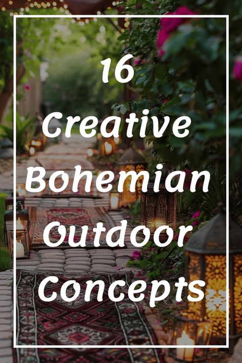 Discover 16 unique and inspiring Bohemian outdoor concepts to elevate your outdoor space. From cozy seating areas to colorful accents, bring a touch of boho chic style to your garden or patio. Whether you're looking to relax or entertain, these creative ideas will help you create a warm and inviting atmosphere in your outdoor oasis. Embrace the free-spirited Bohemian vibe and turn your outdoor space into a cozy retreat that reflects your personal style. Outdoor Floor Seating Ideas, Garden Relaxing Area Outdoor Seating, Boho Courtyard Ideas, Boho Verandah Outdoor Living, Boho Front Yard Ideas, Bohemian Back Porch Ideas, Bohemian Cottage Decor Ideas, Shabby Chic Outdoor Spaces, Boho Outdoor Patio Bohemian Style