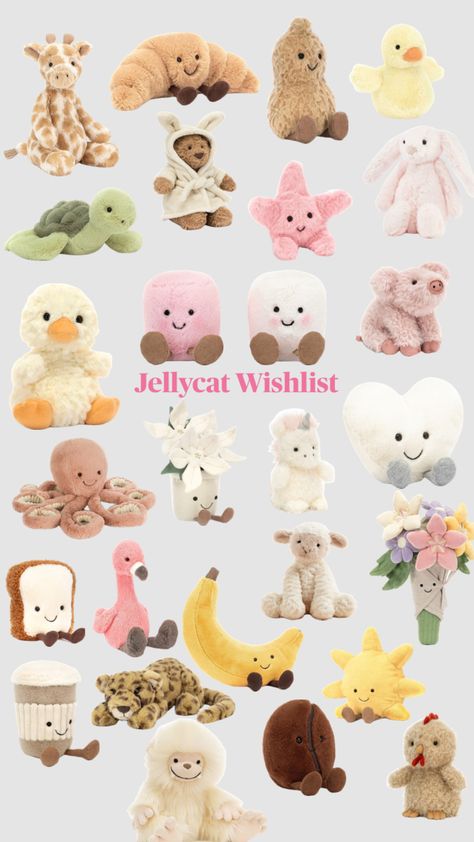 Jellycat Wishlist 🧸☀️ Little Jellycat, Cute Jellycat, Cutest Jellycat, Jelly Cats Aesthetic, Jellycats Aesthetic, Jellycat Wishlist, Jellycat Collection, Jellycat Aesthetic, Girly Christmas Gifts