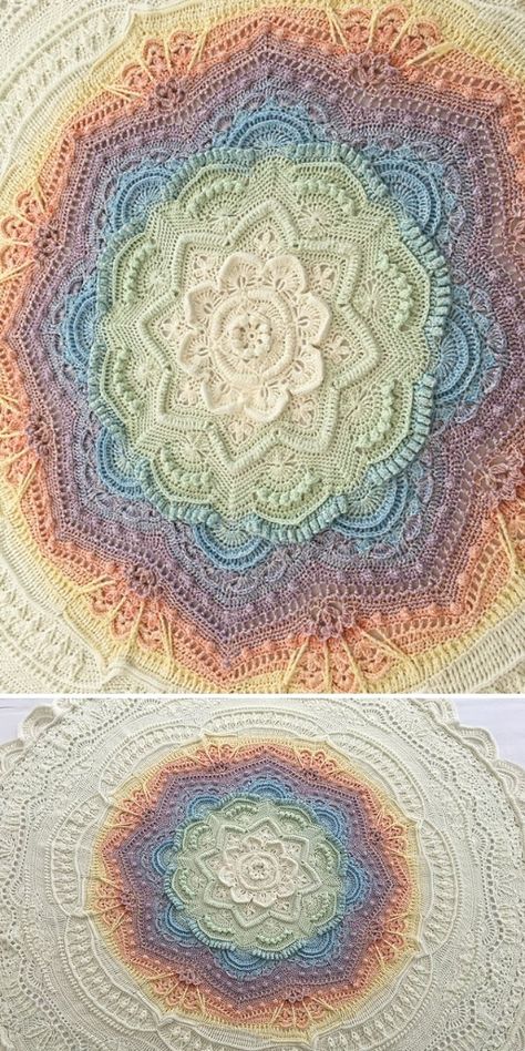 Quick Roundup - The Best Mandala Madness Ideas Crochet Mandala Patterns Free, Crochet Projects With Ombre Yarn, Crochet Pattern For Variegated Yarn, Crochet Pattern Rug, Crochet Patterns For Mandala Yarn, Crochet Mandala Yarn Pattern, Mandala Doily Crochet Pattern, Crochet Mandala Free Pattern Blanket, Beginner Crochet Mandala Pattern Free