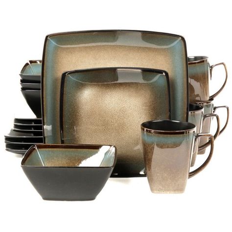 Gibson Tequesta 16-Piece Dinnerware Set Dinnerware Sets Walmart, Stoneware Dinner Sets, Casual Dinnerware Sets, Square Dinnerware Set, Casual Dinnerware, Modern Dinnerware, Luxury Tableware, Stoneware Dinnerware Sets, Stoneware Dishes