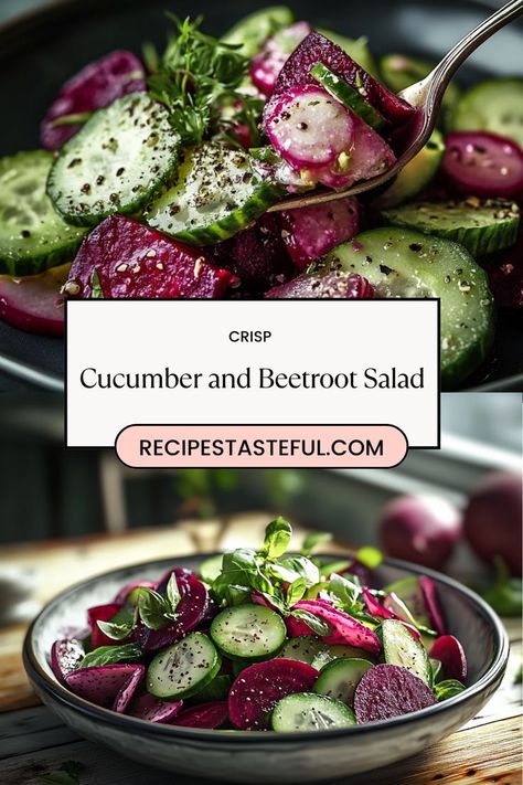 Enjoy a refreshing and vibrant salad that combines crisp cucumbers and sweet, earthy beetroots, all dressed in a zesty herb vinaigrette. This delightful salad is perfect for a light lunch or as a colorful side dish, bringing a burst of flavor and nutrition to your meal! Cucumber Beet Salad, Herb Vinaigrette, Beetroot Recipes, Beet Salad Recipes, Breakfast Quiche Recipes, Fresh Cucumber, Salad Dressing Recipes Homemade, Beetroot Salad, Beet Recipes