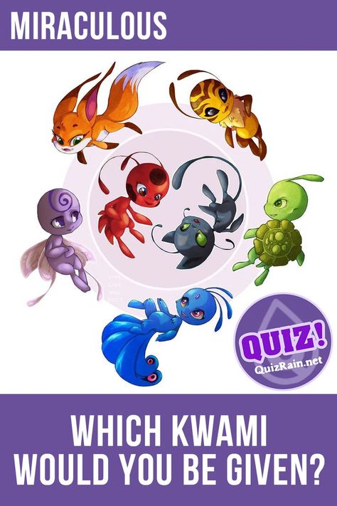 Kwamis are fairy-like creatures that give certain power to people with Miraculouses, transforming them into super beings that appear in the Miraculous: Tales of Ladybug and Cat Noir. Let's see which of them you could have. Welcome to "Miraculous Quiz: Which Kwami Would You Be Given!" Answer all questions and find out Miraculous Quiz Which Kwami Would You Be Given! #Miraculous #MiraculousTalesofLadybugAndCatNoir #tvshow #quiz All Kwamis And Their Powers, All The Miraculous Jewels, All Miraculous Kwamis, Miraculous Ladybug Quizzes, Butterfly Miraculous Oc, Which Mlp Character Are You, Miraculous Quizzes, Miraculous Ladybug Quiz, Miraculous Ladybug Superheroes