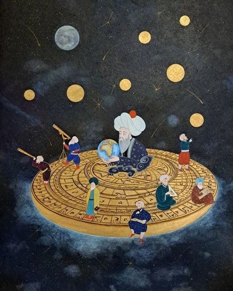 Islamic Mysticism, Islamic Art Canvas, Persian Art Painting, Persian Miniature, Astronomy Art, Islamic Artwork, Islamic Paintings, Eastern Art, Arabic Art