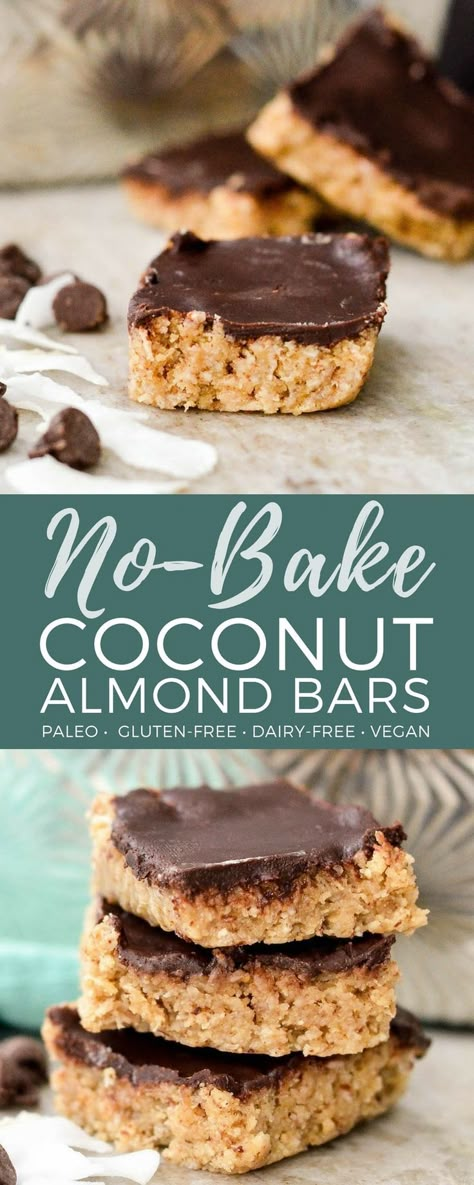 Almond Bars Recipe, Healthy Vegan Dessert, Whole30 Recipe, Yummy Bars, Paleo Kitchen, Paleo Foods, Almond Bars, Paleo Cookies, Paleo Recipes Dessert