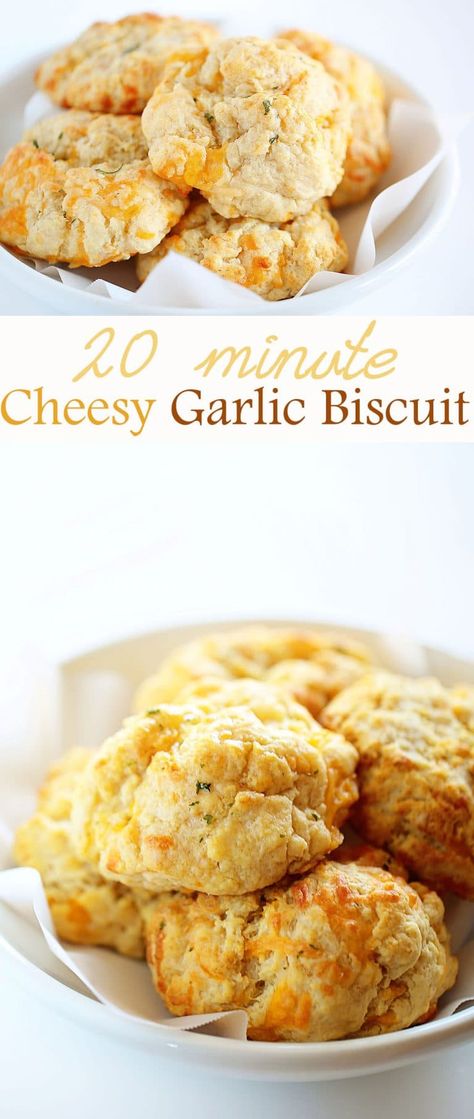 No one ever has to know it only took 20 minutes to make these MOUTHWATERING biscuits! Cheesy Garlic Biscuits, Garlic Biscuits, Baked Desserts, Homemade Buttermilk Biscuits, Cheddar Bay Biscuits, I Am Baker, Biscuit Bread, Biscuit Rolls, Cheese Biscuits