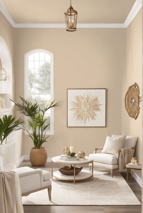 - cozy home décor
- interior design inspiration
- neutral paint colors
- timeless color palette Frosted Toffee Paint Benjamin Moore, Hall Paint Colour Ideas, Rooms With Beige Walls, Light Brown Interior Paint, Warm Tan Paint Colors, Light Tan Paint Colors, Light Tan Paint, Sand Colored Walls, Hall Painting Wall Colors