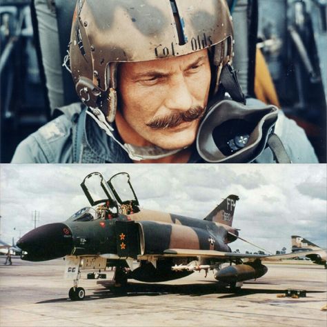 Planned by Col. Robin Olds, CDR of the 8th TFW, and his tactics officer CPT John "JB" Stone, OPERATION BOLO used a brilliant deception tactic that destroyed half of the North Vietnamese MiG-21 fighter force, with no USAF losses.  http://www.nationalmuseum.af.mil/Visit/MuseumExhibits/FactSheets/Display/tabid/509/Article/196006/operation-bolo.aspx Fighter Pilot Helmet, Robin Olds Fighter Pilot, Robin Olds, Battle Of Britain Pilots, Military Aviation, J-31 Fighter, F4 Phantom, Flying Ace, American Fighter